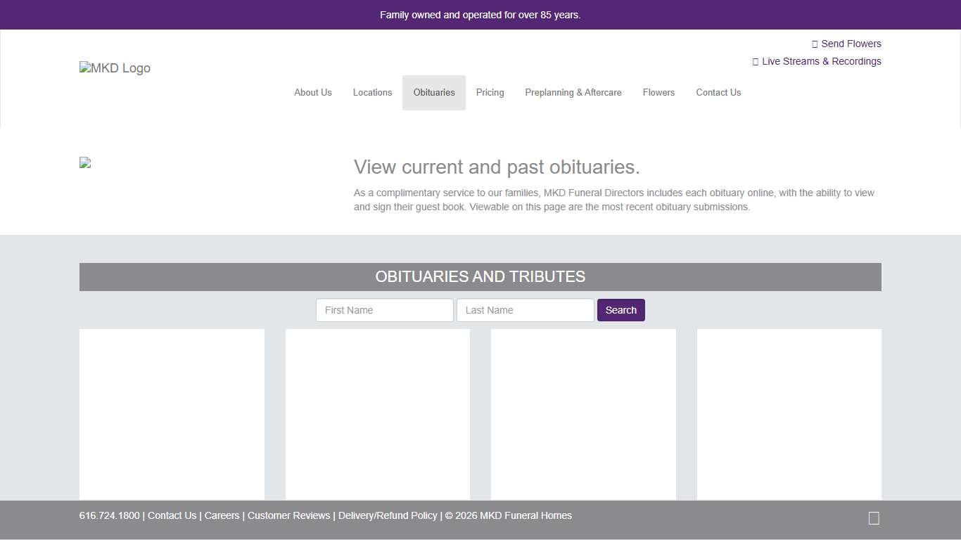 Obituaries MKD Funeral Homes Grand Rapids, MI